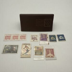 VTG Noymer Genuine Leather Made In West Germany Stamps Book With Stamps READ